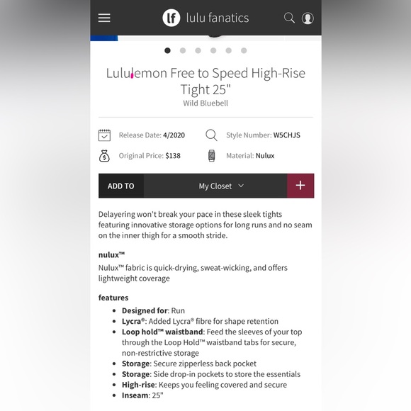 Lululemon Free to Speed High-Rise Tight 25” Sz 4 - Picture 10 of 10